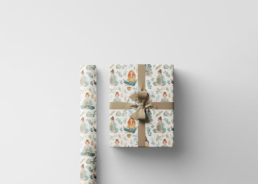 Yoga Inspired Wrapping Paper Roll with Namaste Design, Mindful Holiday Gift Wrap for Zen or Spiritual Presents #9