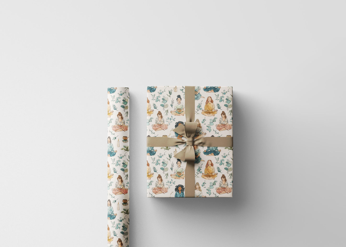 Yoga Poses Wrapping Paper Roll, Namaste Gift Wrap for Meditation Lovers, Teachers, and Wellness Gift Giving #7
