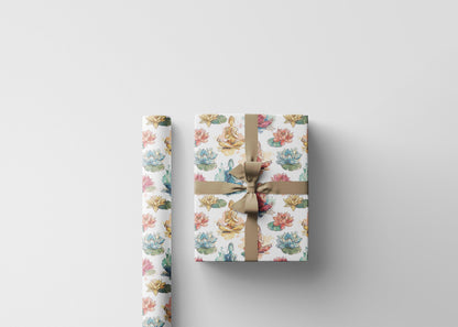Peaceful Yoga Wrapping Paper Roll, Gift Wrap with Namaste and Zen Pose Designs for Spiritual Holiday Gifts #11