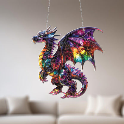 Galaxy Dragon Hanging Decor, Vibrant Celestial Fantasy Creature for Mystical Window Display, Unique Gift for Dragon Lover and Magic