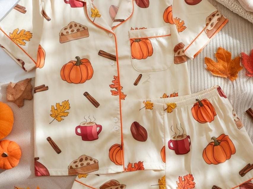Cozy Fall Aesthetic Satin Pajamas, Halloween Pjs, Cozy Season Pjs, Autumn Pajamas, Fall Pajamas, Pumpkin Pajamas, Family Halloween Pyjamas