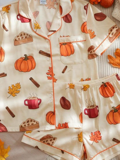 Cozy Fall Aesthetic Satin Pajamas, Halloween Pjs, Cozy Season Pjs, Autumn Pajamas, Fall Pajamas, Pumpkin Pajamas, Family Halloween Pyjamas