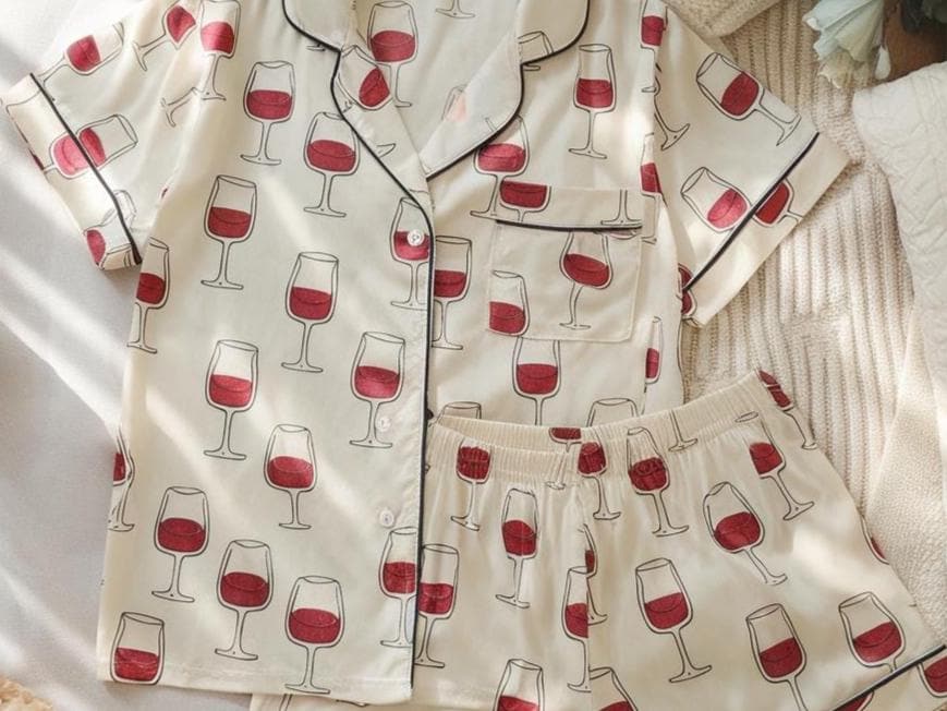 Champagne Satin Pajamas Set, Wine Themed Pajamas, Martini Pajama, Funny Alcohol Pajama, Family Pyjamas, Womens Pajama, Cocktail Party Pajama