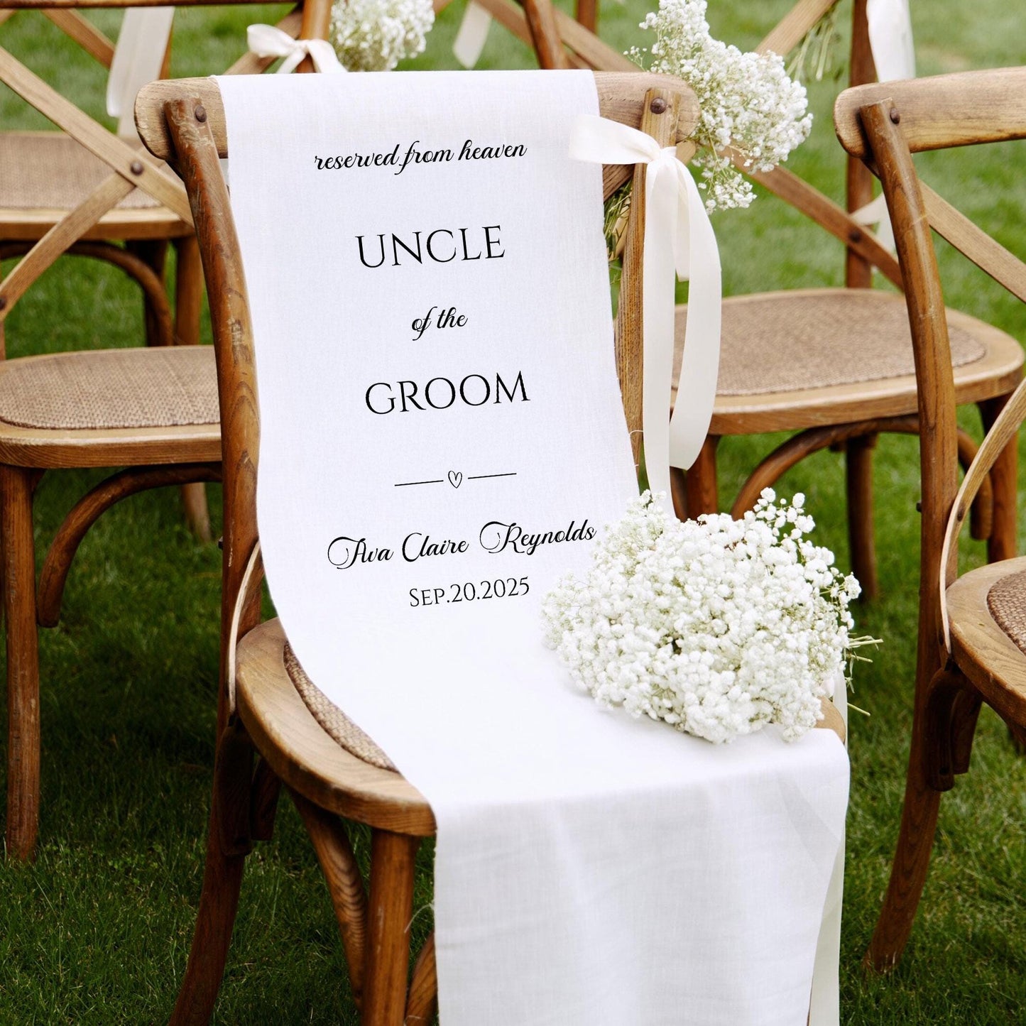 In Loving Memory Chair Sign, Wedding Memorial Banner – Linen Remembrance Sign for Ceremony, Personalized Tribute Wedding Decor