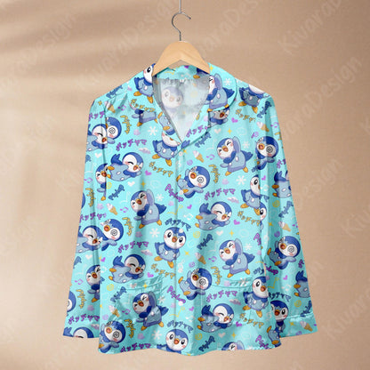 Cute Blue Penguin Pajama Set - Anime Comfortable Kawaii Loungewear Gift for Anime Fans
