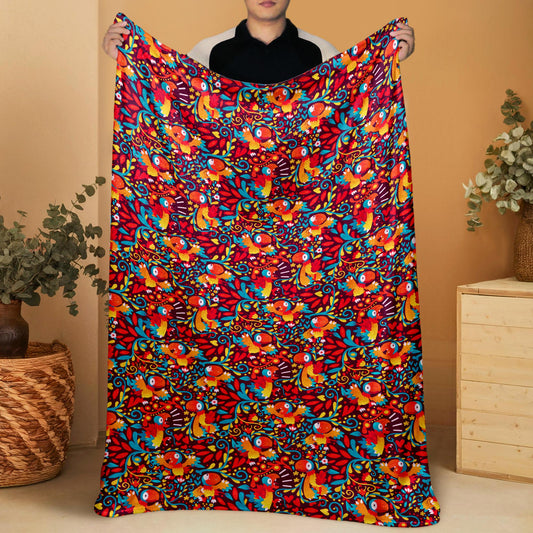 Archen Fleece Blanket, Colorful Bird Throw Blanket for Kids and Adults, Soft Cozy Cotton Bedding, Cute Home Decor Gift, Archen Blanket Gifts