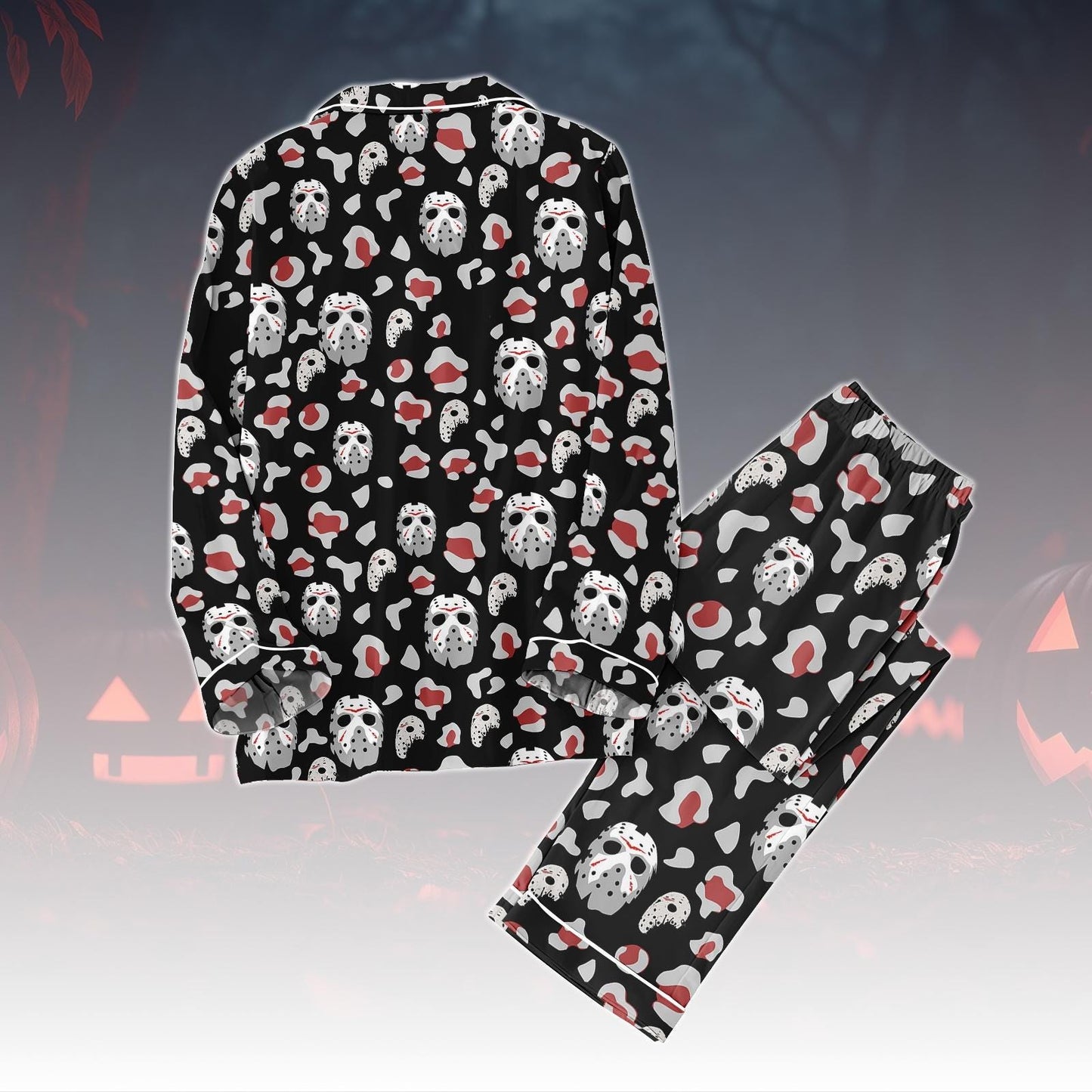 Jason Voorhees Pajamas Set, Horror Movie Sleepwear, Friday The 13th Matching PJs, Scary Slasher Villain Pajama For Fan, Halloween Pjs