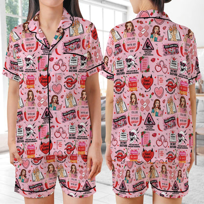Smut Lover Satin Pajamas, Retro Spicy Book Sleepwear Gift, Smut Slut Bookish Spicy Pajamas, Funny Romance Novel Reader Gift, Spicy Romance