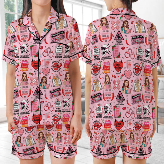 Smut Lover Satin Pajamas, Retro Spicy Book Sleepwear Gift, Smut Slut Bookish Spicy Pajamas, Funny Romance Novel Reader Gift, Spicy Romance
