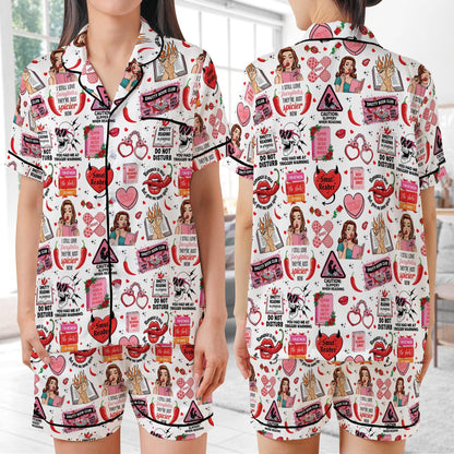 Smut Lover Satin Pajamas, Retro Spicy Book Sleepwear Gift, Smut Slut Bookish Spicy Pajamas, Funny Romance Novel Reader Gift, Spicy Romance