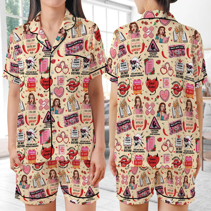 Smut Lover Satin Pajamas, Retro Spicy Book Sleepwear Gift, Smut Slut Bookish Spicy Pajamas, Funny Romance Novel Reader Gift, Spicy Romance