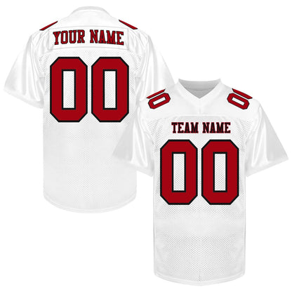 Custom White Football Jersey Men Women Youth Kid, White Green Yellow Football Shirts Sports Uniform Name Number Logo Uniform Fan Gift Outfit