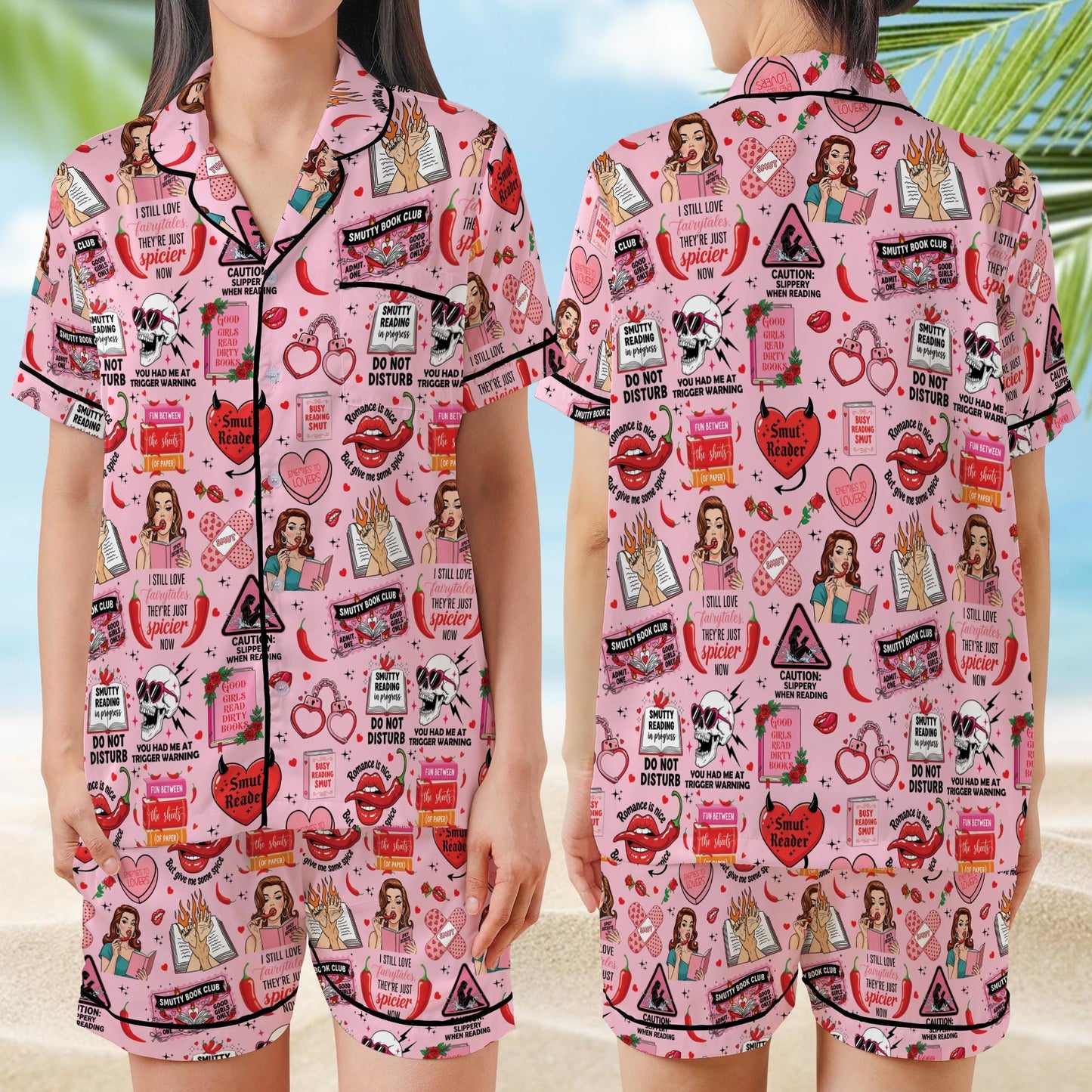 Spicy Romance Reader Satin Pajamas Set, Smutty Bookish Pajama Set, Spicy Book Lover Sleepwear, Funny Bookish Pajamas Set, Gift For Smut Slut