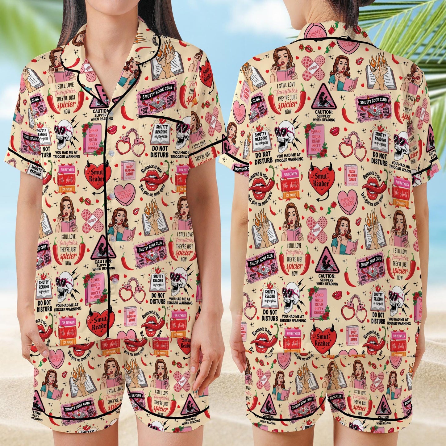 Spicy Romance Reader Satin Pajamas Set, Smutty Bookish Pajama Set, Spicy Book Lover Sleepwear, Funny Bookish Pajamas Set, Gift For Smut Slut