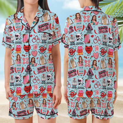Spicy Romance Reader Satin Pajamas Set, Smutty Bookish Pajama Set, Spicy Book Lover Sleepwear, Funny Bookish Pajamas Set, Gift For Smut Slut