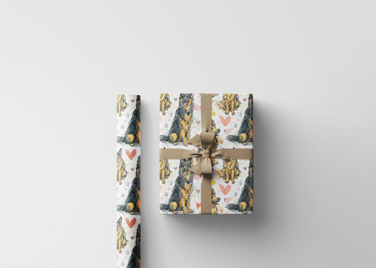 German Shepherd Dog Gift Wrap Roll with Breed Illustration, Wrapping Paper for Pet Owners, Dog Parents, or GSD Celebrations #17