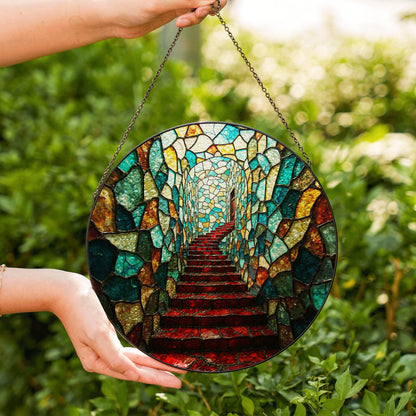 Suncatcher stained glass mosaic stairway art gift for mom Mothers Day gift housewarming gift