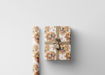 Golden Retriever Dog Print Wrapping Paper Roll, Gift Wrap for Animal Lovers and Pet Parents for Holidays or Everyday Use #10