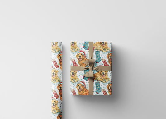 Golden Retriever Wrapping Paper Roll, Cute Gift Wrap for Pet Birthdays, Christmas, and Golden Retriever Dog Lover Gifts #4