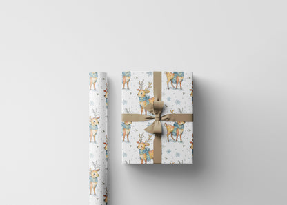Rustic Christmas Wrapping Paper Deer | Premium Watercolor Gift Wrap Roll | Cozy Festive Holiday Supplies #8