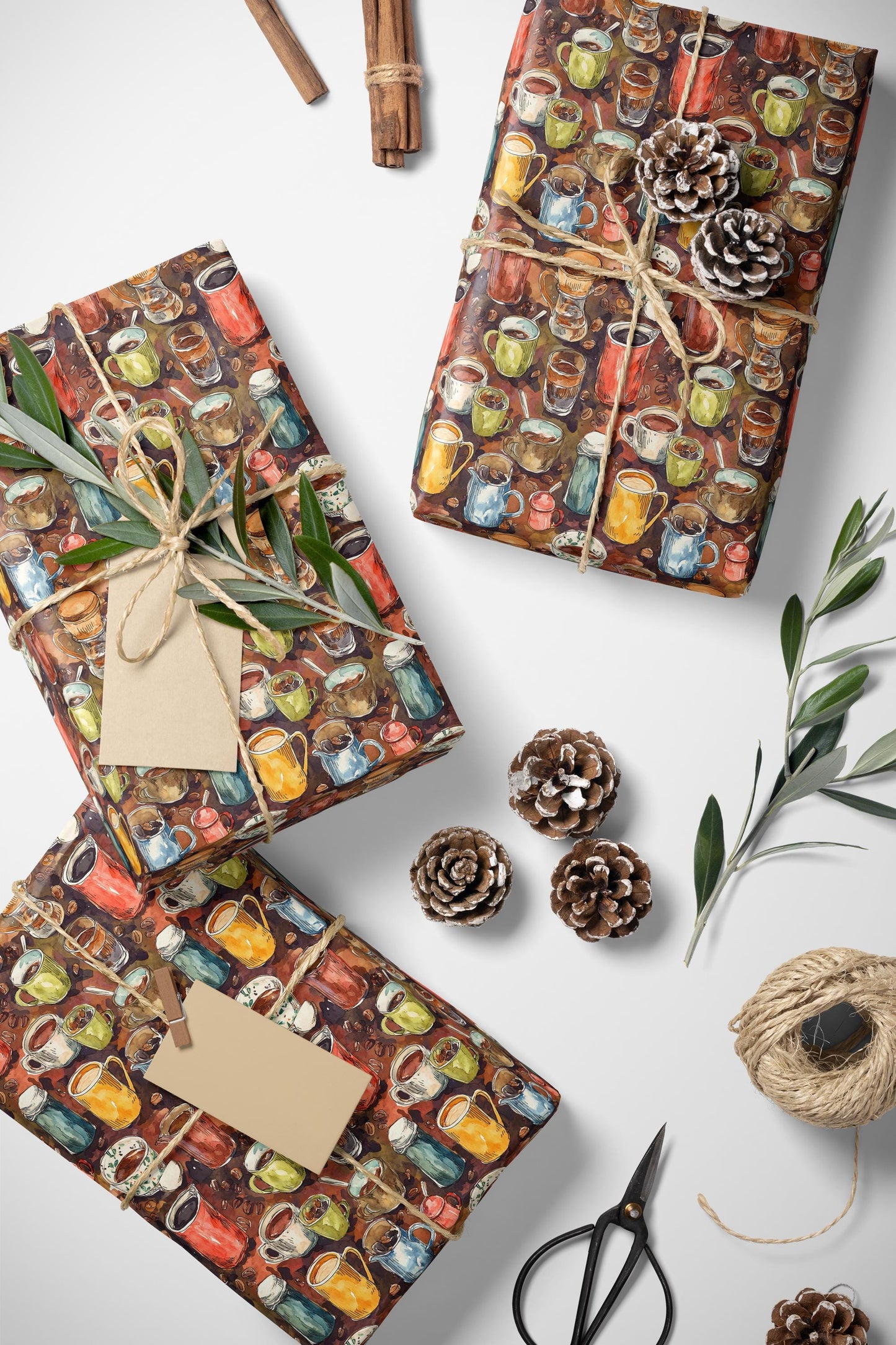 Barista Gift Wrap Premium Wrapping Paper | Watercolor Coffee Beans | Cozy Coffee Addict Supplies #9