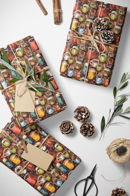 Barista Gift Wrap Premium Wrapping Paper | Watercolor Coffee Beans | Cozy Coffee Addict Supplies #9
