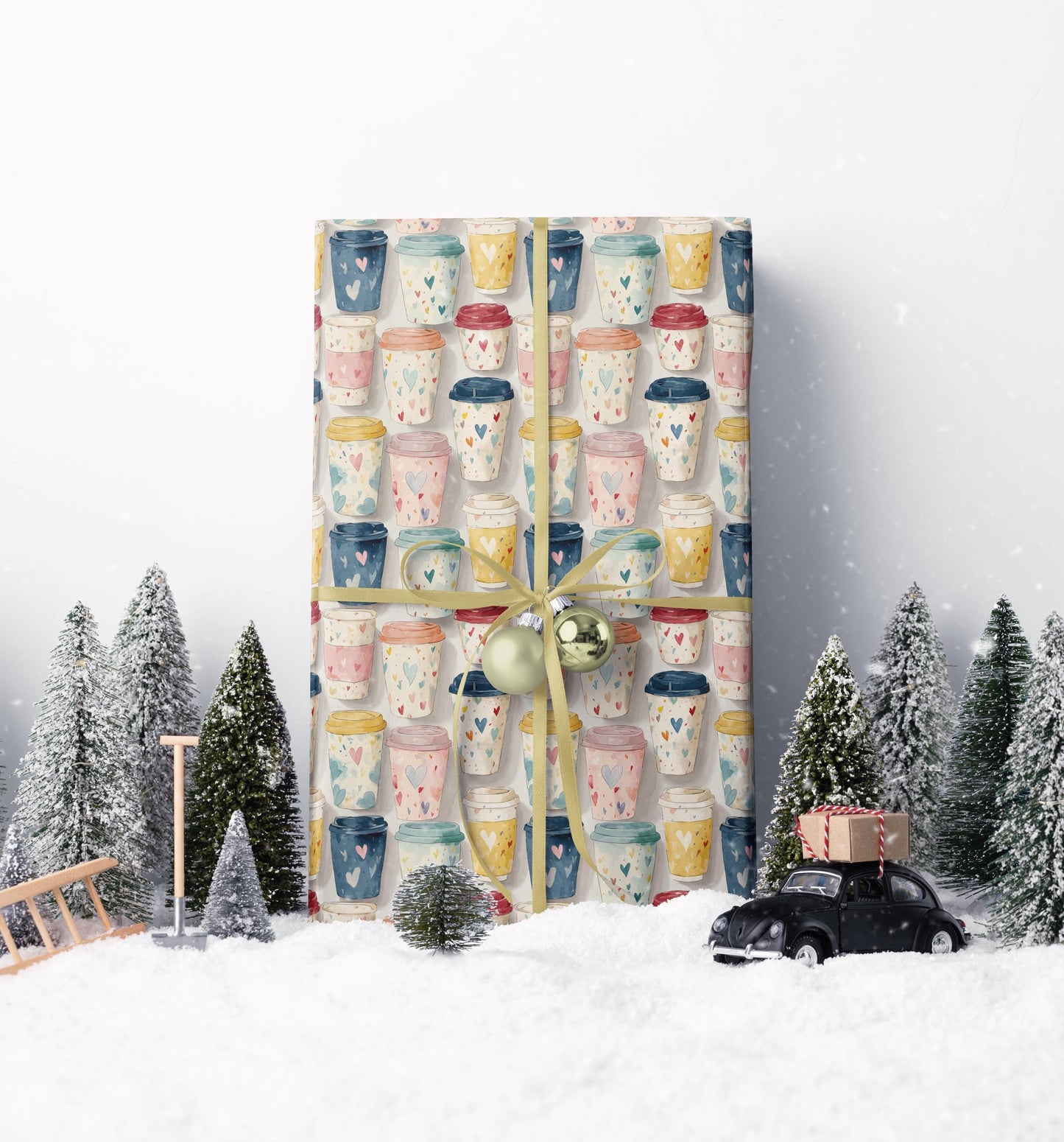 Coffee Wrapping Paper Premium Design | Watercolor Beans Gift Wrap | Coffee Addict Holiday Supplies #2