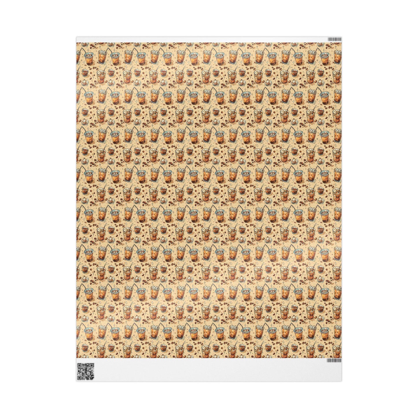 Coffee Wrapping Paper Premium Watercolor | Barista Gift Wrap Roll | Cozy Coffee Addict Design #4