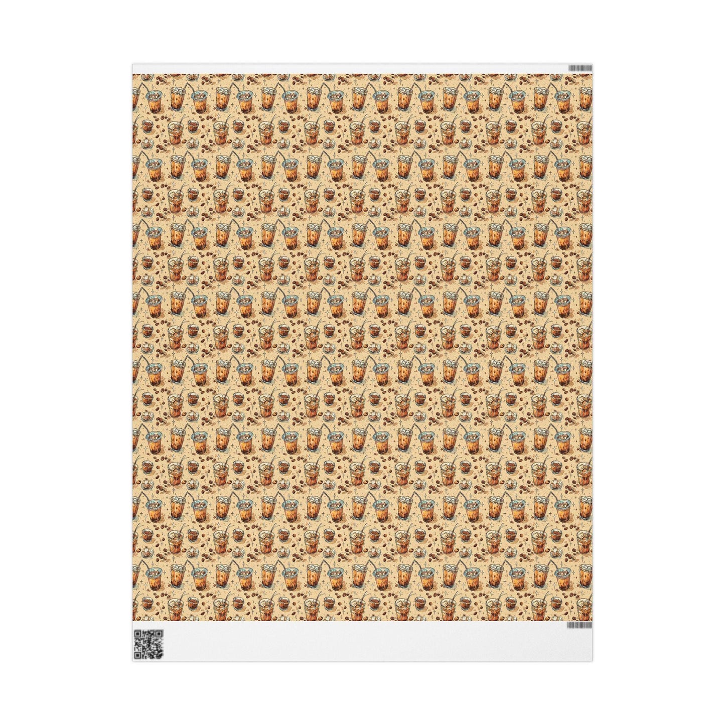 Coffee Wrapping Paper Premium Watercolor | Barista Gift Wrap Roll | Cozy Coffee Addict Design #4