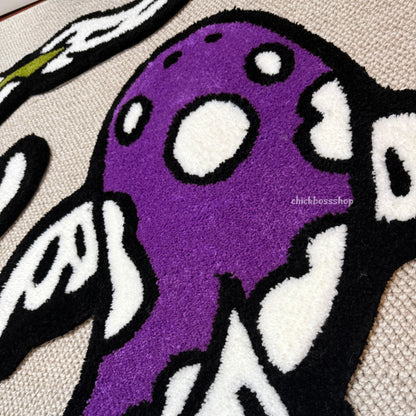 Colorful Koi Yin Yang Fish Rug | Purple - Green Yin Yang Rug | Custom Asian Tufted Rug
