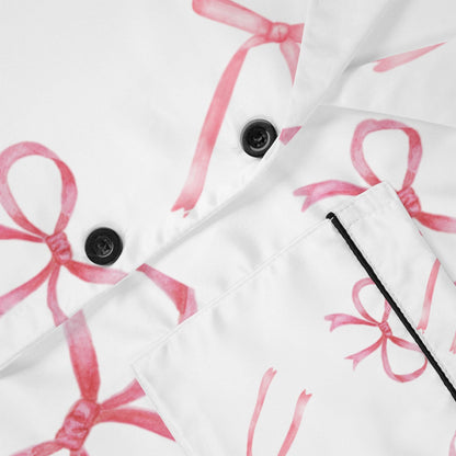 Custom pajamas set Chic bow Women's Satin Pajamas with Bow Design, Luxurious Sleepwear, Perfect for Gift Giving, Loungewear, Cozy Nights