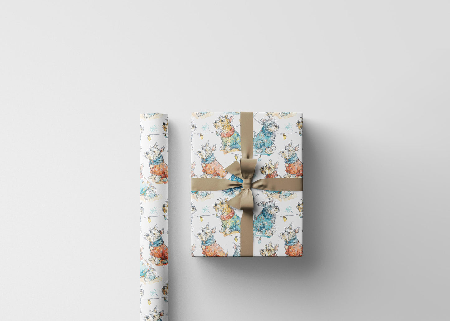 Cute Christmas Schnauzer Wrapping Paper Roll, Dog Gift Wrap for Schnauzer-Themed Parties, Pet Holidays, and Birthday Gifts #6