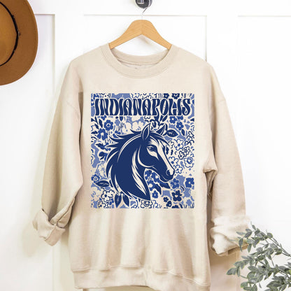 Indianapolis Team Mascot Shirt, Floral Spirit Mascot Sweatshirt, Game Day Tee, Abstract Flower Football Sports Shirt, Cheerleader Gift Shirt