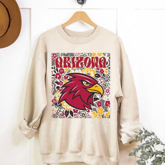 Arizona Team Mascot Shirt, Floral Spirit Mascot Sweatshirt, Game Day Tee, Abstract Flower Football Sports Shirt, Cheerleader Gift Shirt
