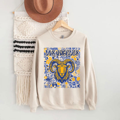 Los Angeles Team Mascot Shirt, Floral Spirit Mascot Sweatshirt, Game Day Tee, Abstract Flower Football Sports Shirt, Cheerleader Gift Shirt