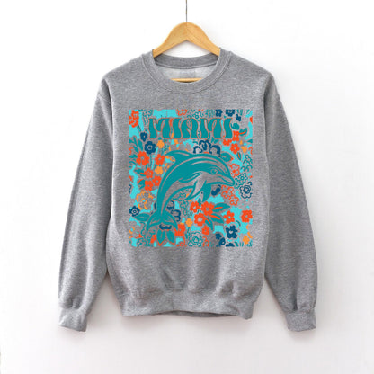 Miami Team Mascot Shirt, Floral Spirit Mascot Sweatshirt, Game Day Tee, Abstract Flower Football Sports Shirt, Cheerleader Gift Shirt