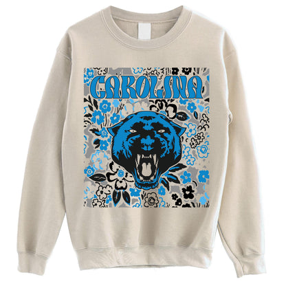 Carolina Team Mascot Shirt, Floral Spirit Mascot Sweatshirt, Game Day Tee, Abstract Flower Football Sports Shirt, Cheerleader Gift Shirt