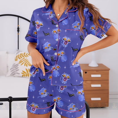 Tiger-Depy Unisex Satin Pajamas Set, Tiger Pajamas Pant, Long Sleeve And Short Styles