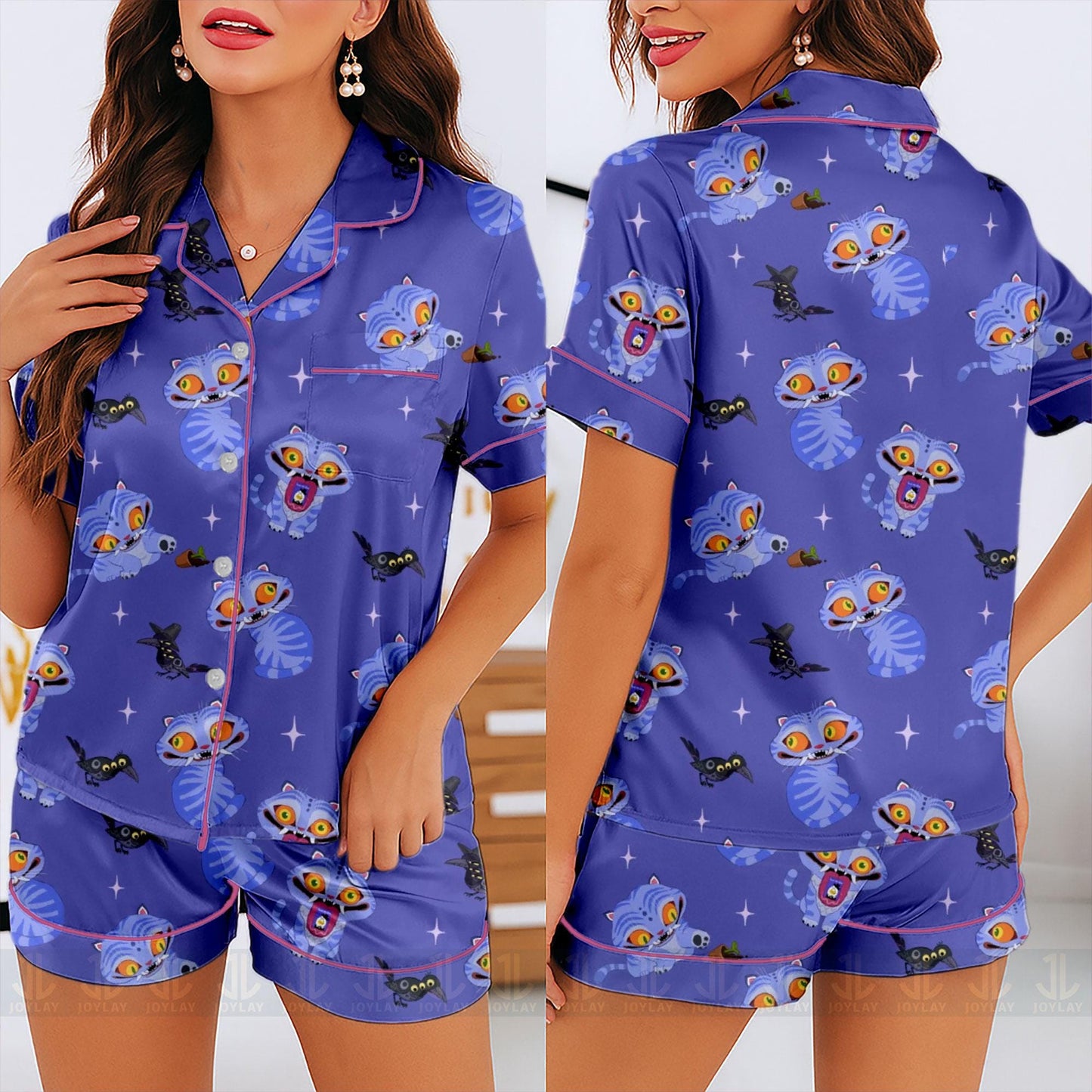 Tiger-Depy Unisex Satin Pajamas Set, Tiger Pajamas Pant, Long Sleeve And Short Styles