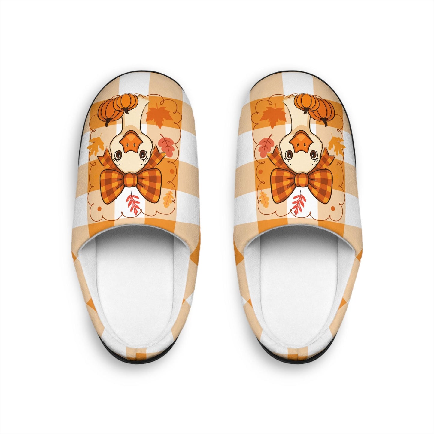 Cozy Pumpkin Inspired Womens Fall Slippers Cute Goose House Shoes Indoor Footwear Thanksgiving Gift Autumn Decor Halloween Vibes