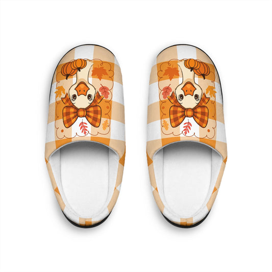 Cozy Pumpkin Inspired Womens Fall Slippers Cute Goose House Shoes Indoor Footwear Thanksgiving Gift Autumn Decor Halloween Vibes