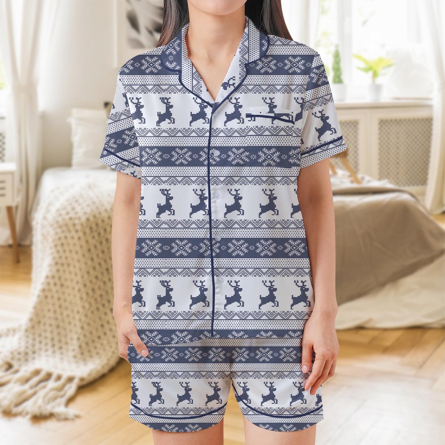 Christmas Pajama Set, Christmas Reindeer Sleepwear, Reindeer Christmas Loungewear Set, Merry Christmas Pajamas, Rudolph Reindeer Pjs