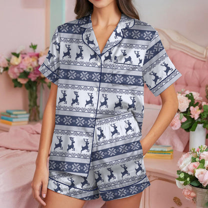 Christmas Pajama Set, Christmas Reindeer Sleepwear, Reindeer Christmas Loungewear Set, Merry Christmas Pajamas, Rudolph Reindeer Pjs