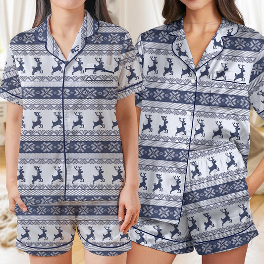 Christmas Pajama Set, Christmas Reindeer Sleepwear, Reindeer Christmas Loungewear Set, Merry Christmas Pajamas, Rudolph Reindeer Pjs