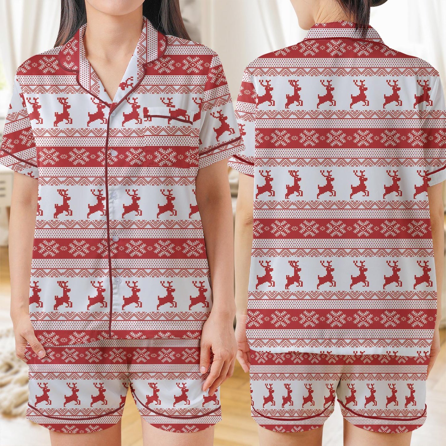 Christmas Reindeer Sleepwear, Christmas Pajama Set, Reindeer Christmas Loungewear Set, Merry Christmas Pajamas, Rudolph Reindeer Pjs