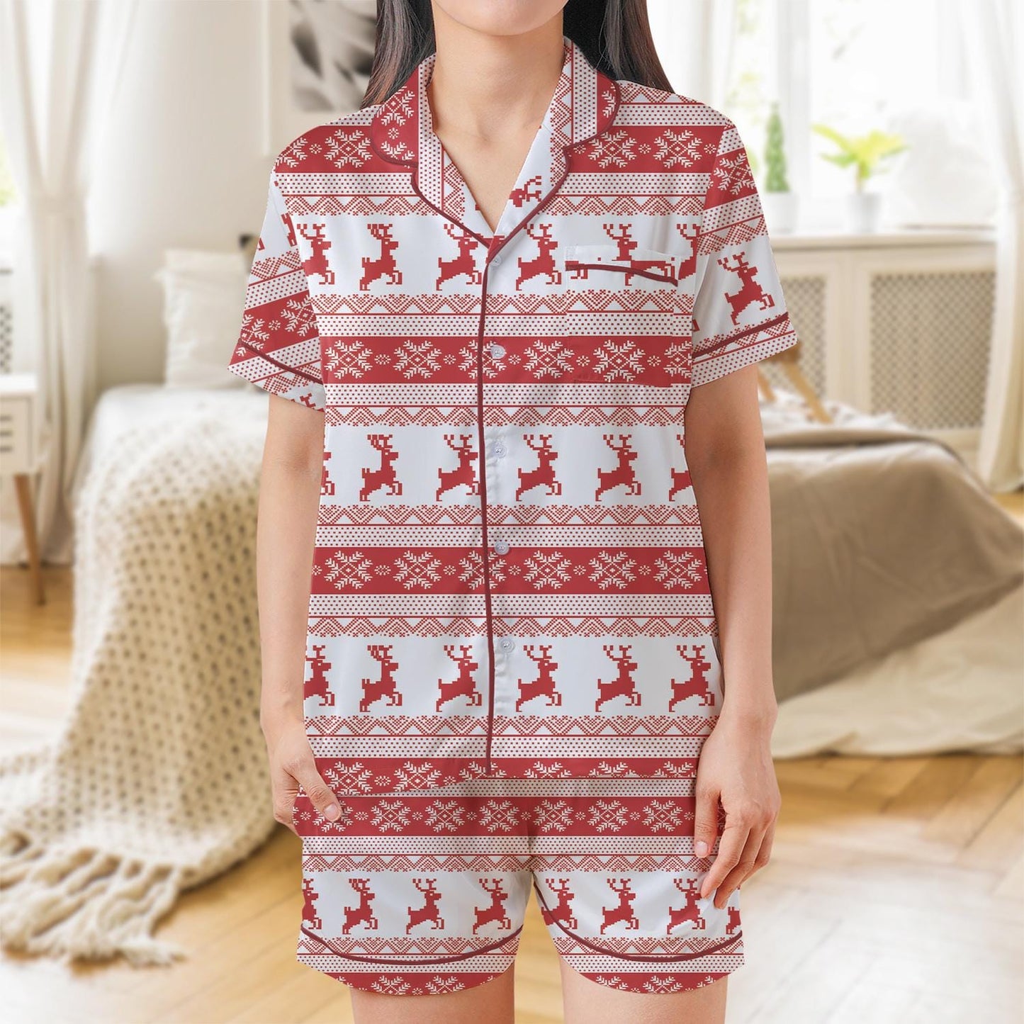 Christmas Reindeer Sleepwear, Christmas Pajama Set, Reindeer Christmas Loungewear Set, Merry Christmas Pajamas, Rudolph Reindeer Pjs
