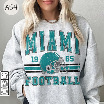 Vintage 90s Style Miami Football Sweatshirt, Retro Sports Fan Shirt, Trendy Game Day Gift, Miami Mascot Sweatshirt, Miami Football Fan Shirt