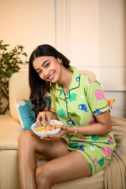 Sea Shells Full Sleeves Pyjama Set  Pajamas Set