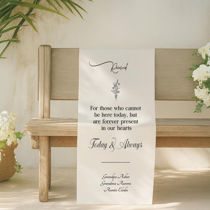 Personalized Reserved Wedding Memorial Chair Sign, Custom Fabric Banner, In Memory of Loved Ones, Custom Wedding Tribute Chair Sign