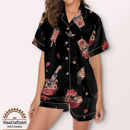 Gingerbread Skeleton Pajama Set – Creepy Cute Christmas Sleepwear – Holiday Loungewear for Women, Horror Pumpkin Pajamas Set